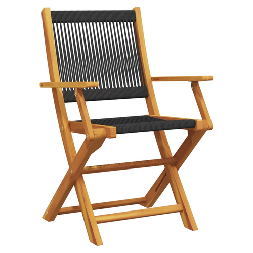 vidaXL 3 Piece Bistro Set Black Polypropylene and Solid Wood - Bistro Sets from vidaXL