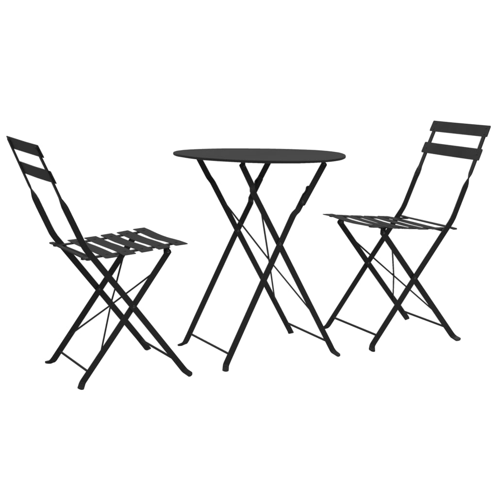 vidaXL 3 Piece Bistro Set Steel Grey - Bistro Sets from vidaXL