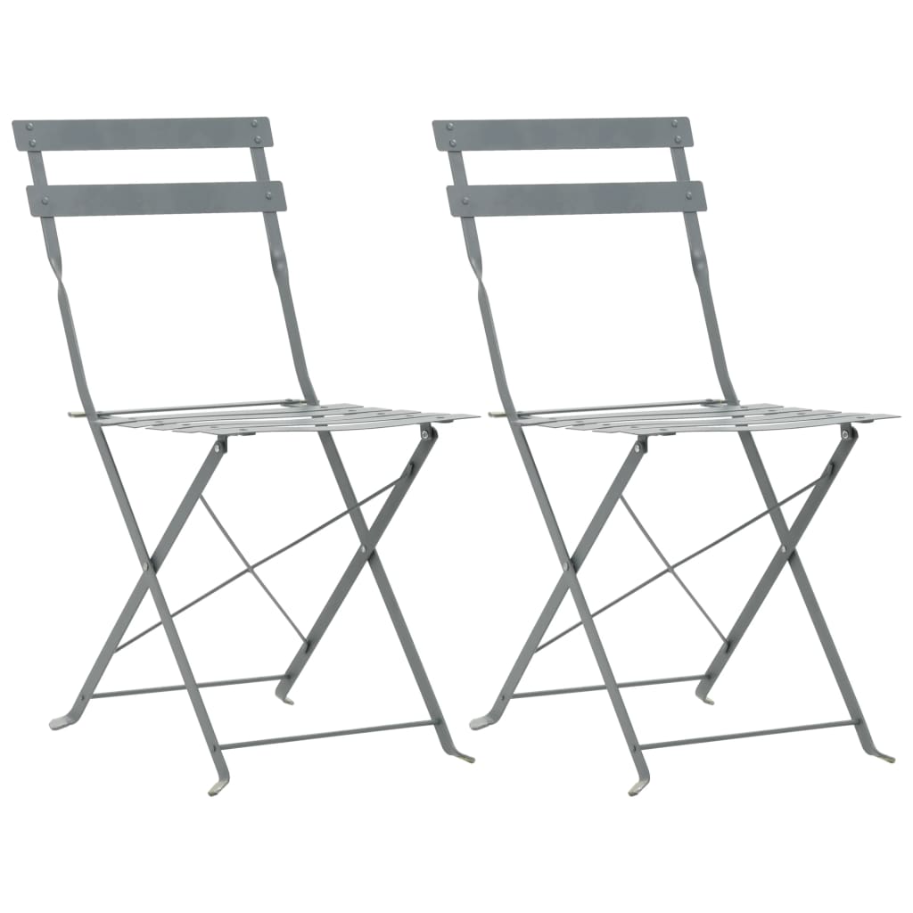 vidaXL 3 Piece Bistro Set Steel Grey - Bistro Sets from vidaXL