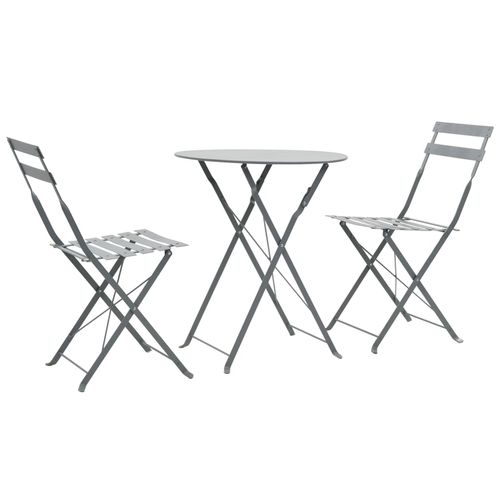 vidaXL 3 Piece Bistro Set Steel Grey - Bistro Sets from vidaXL