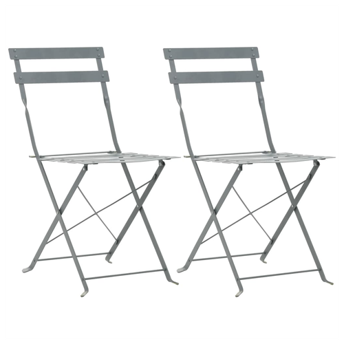vidaXL 3 Piece Bistro Set Steel Grey - Bistro Sets from vidaXL