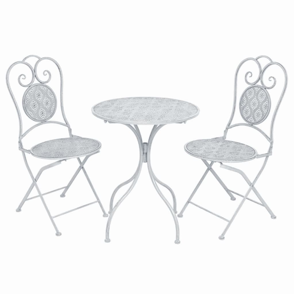 vidaXL 3 Piece Bistro Set Steel Greyish White - Bistro Sets from vidaXL