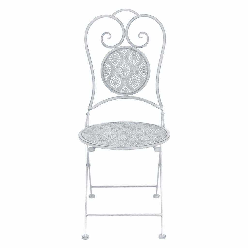 vidaXL 3 Piece Bistro Set Steel Greyish White - Bistro Sets from vidaXL