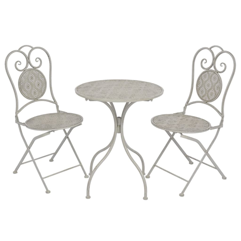 vidaXL 3 Piece Bistro Set Steel Greyish White - Bistro Sets from vidaXL