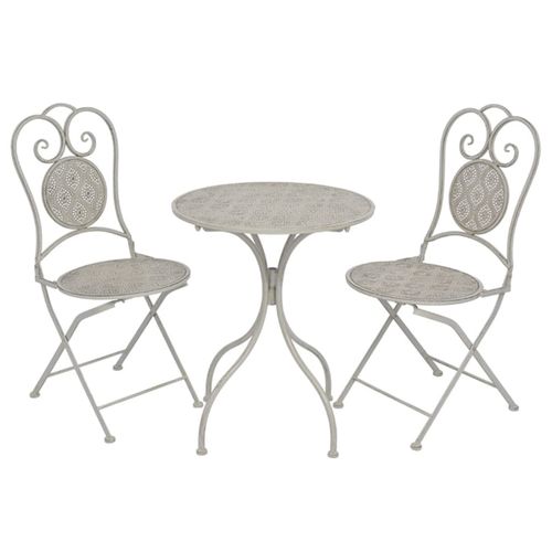 vidaXL 3 Piece Bistro Set Steel Greyish White - Bistro Sets from vidaXL