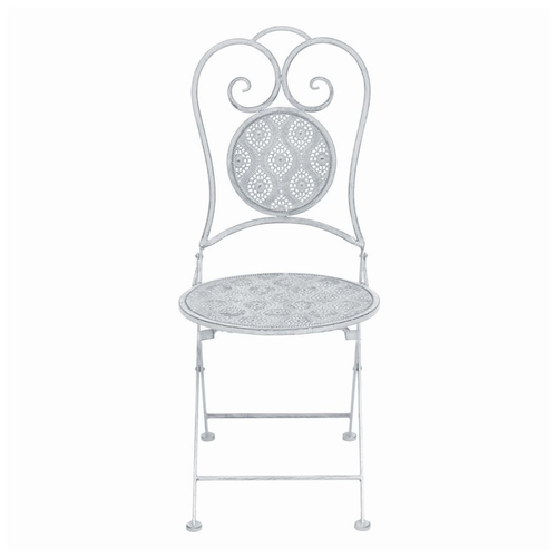 vidaXL 3 Piece Bistro Set Steel Greyish White - Bistro Sets from vidaXL