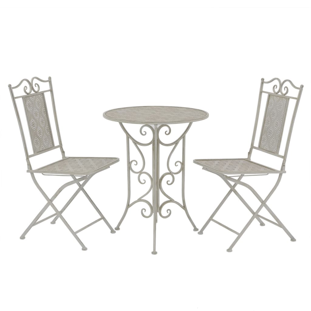vidaXL 3 Piece Bistro Set Steel White - Bistro Sets from vidaXL