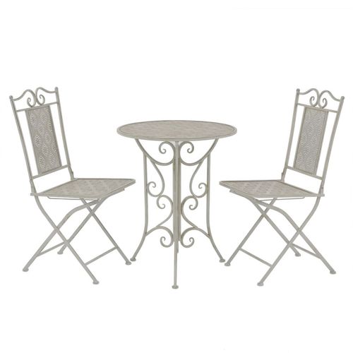 vidaXL 3 Piece Bistro Set Steel White - Bistro Sets from vidaXL