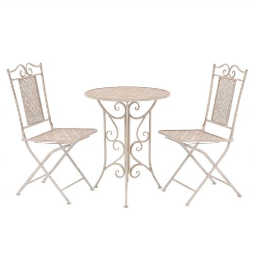 vidaXL 3 Piece Bistro Set Steel White - Bistro Sets from vidaXL