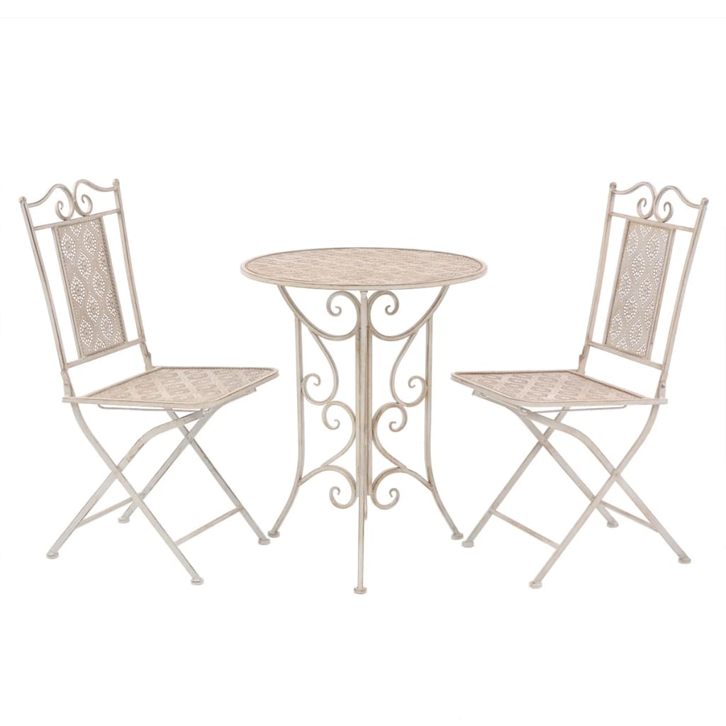 vidaXL 3 Piece Bistro Set Steel White - Bistro Sets from vidaXL