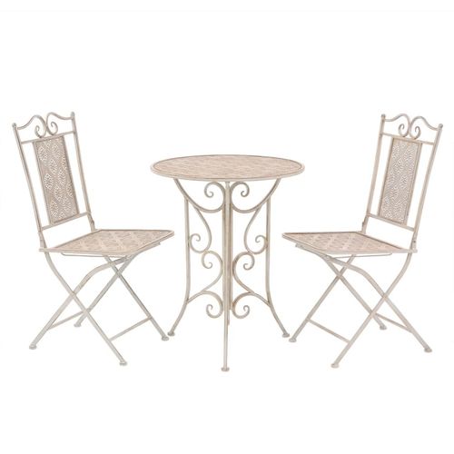 vidaXL 3 Piece Bistro Set Steel White - Bistro Sets from vidaXL