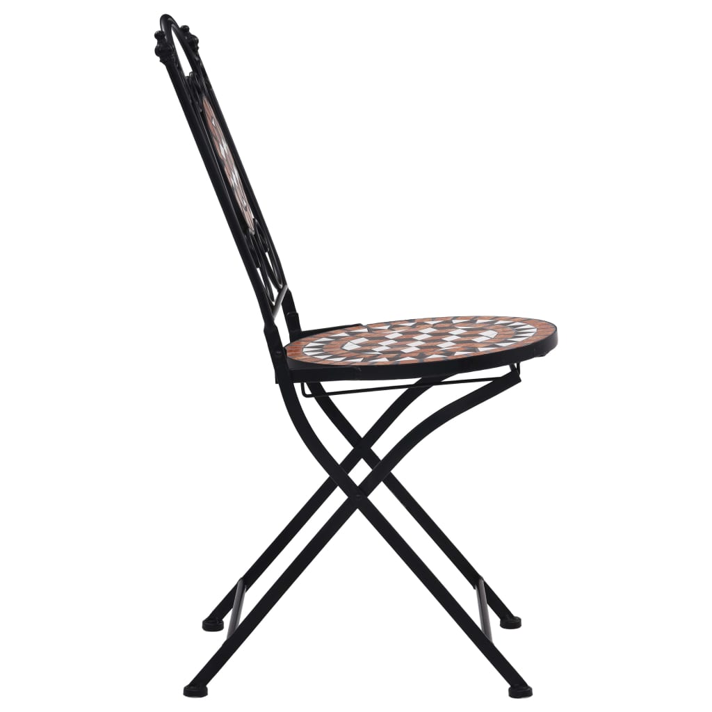 vidaXL Mosaic Bistro Chairs 2 pcs Brown Ceramic - Bistro Sets from vidaXL