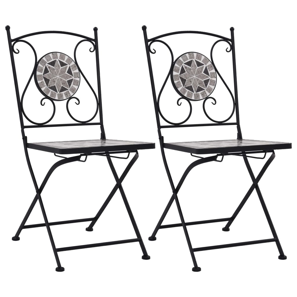 vidaXL Mosaic Bistro Chairs 2 pcs Brown Ceramic - Bistro Sets from vidaXL