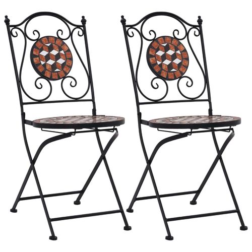 vidaXL Mosaic Bistro Chairs 2 pcs Brown Ceramic - Bistro Sets from vidaXL