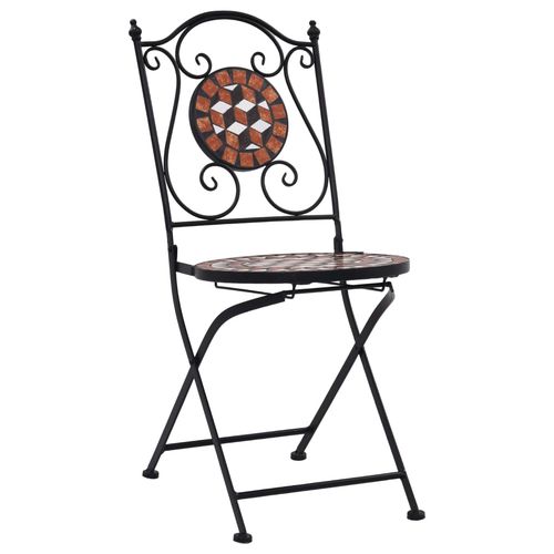 vidaXL Mosaic Bistro Chairs 2 pcs Brown Ceramic - Bistro Sets from vidaXL