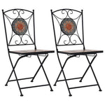 vidaXL Mosaic Bistro Chairs 2 pcs Brown Ceramic - Bistro Sets from vidaXL