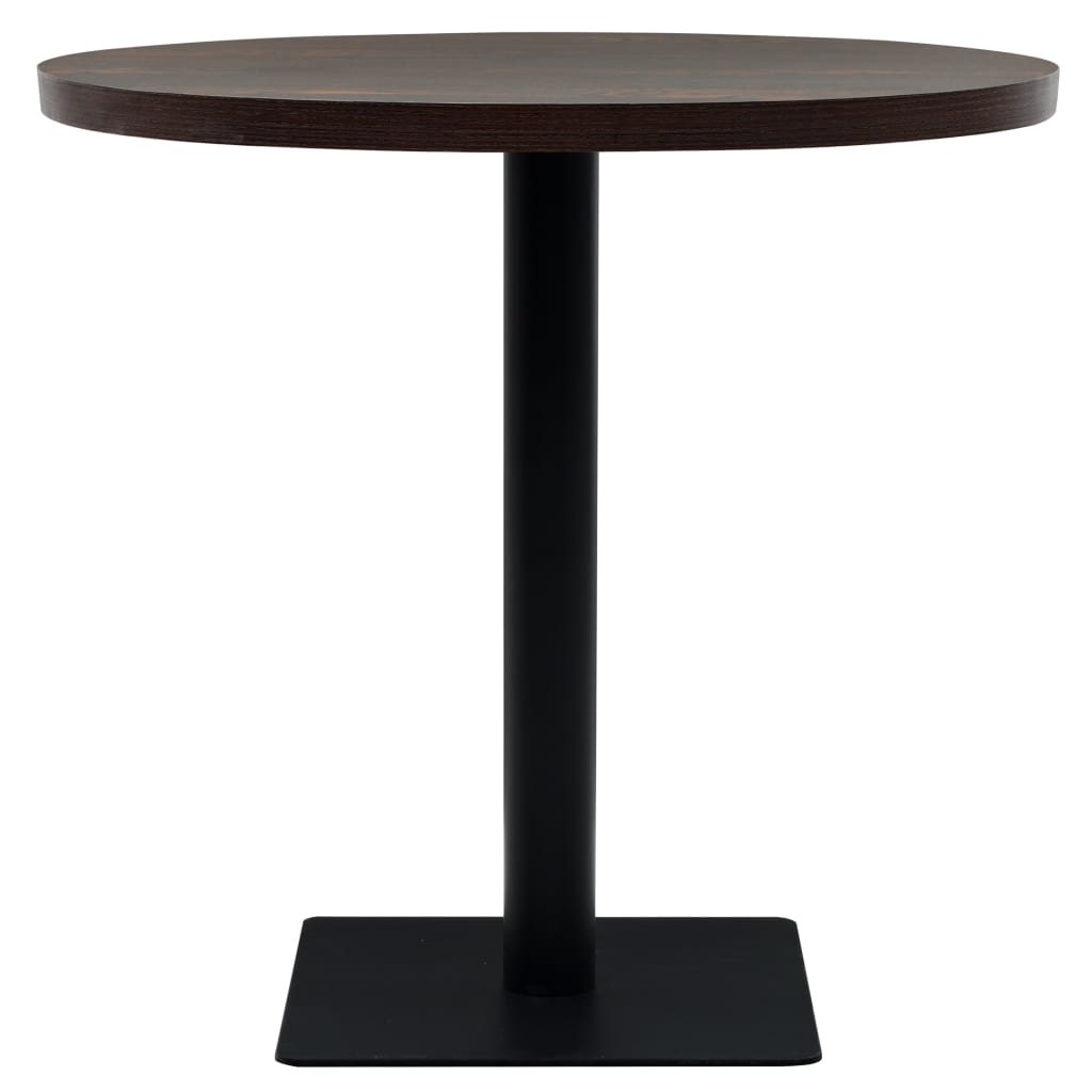 vidaXL Bistro Table MDF and Steel Round 60x75 cm Dark Ash - Bistro Sets from vidaXL