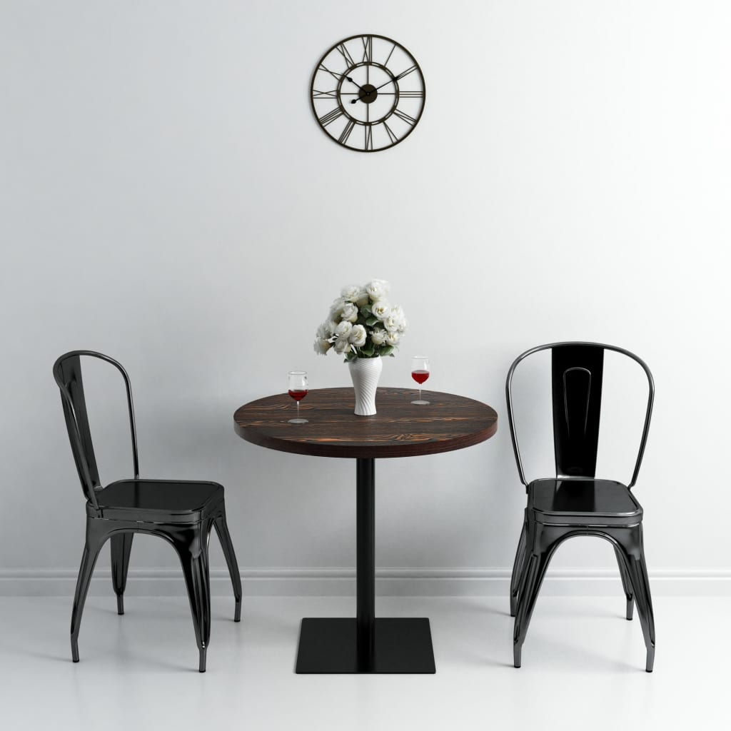 vidaXL Bistro Table MDF and Steel Round 60x75 cm Dark Ash - Bistro Sets from vidaXL