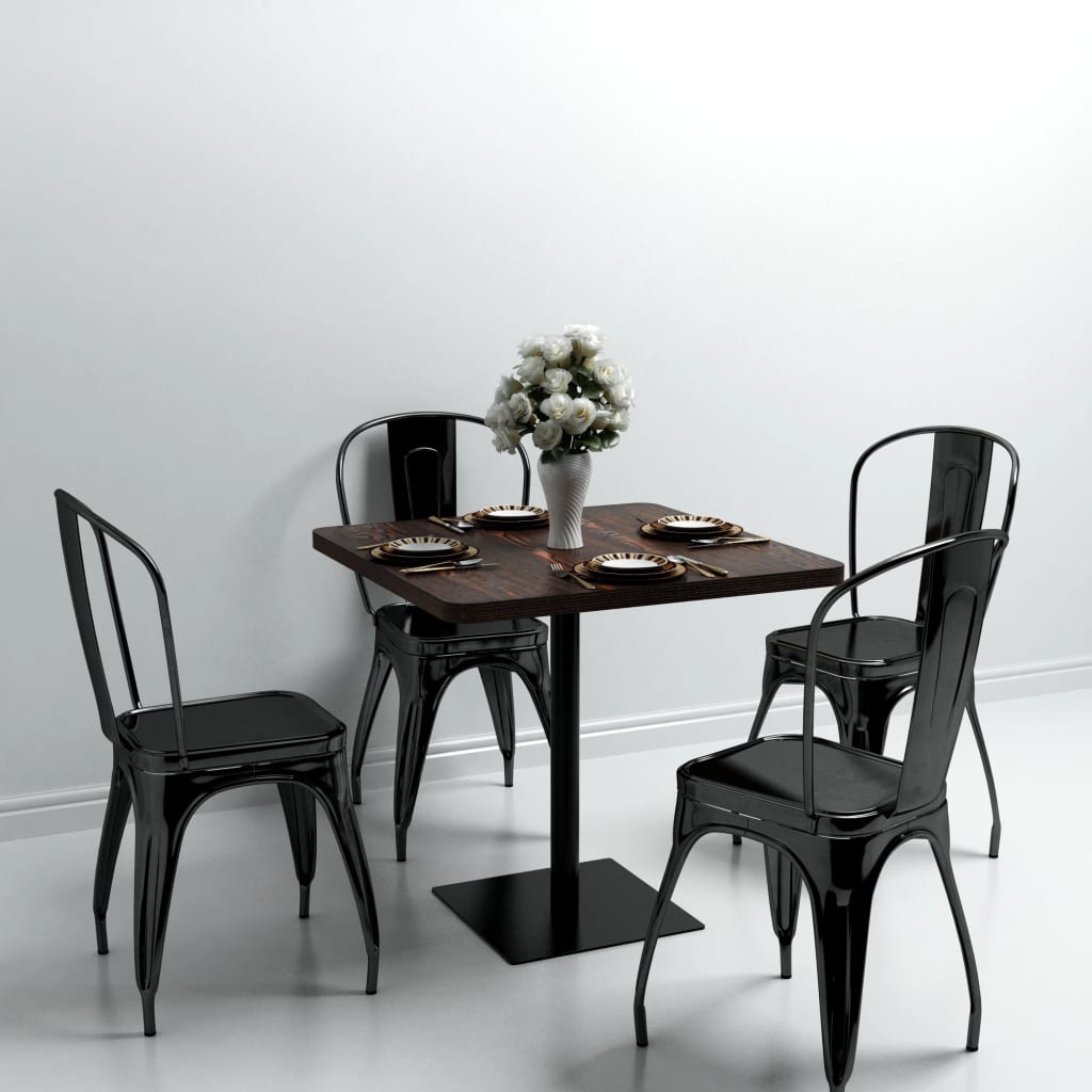vidaXL Bistro Table MDF and Steel Round 60x75 cm Dark Ash - Bistro Sets from vidaXL