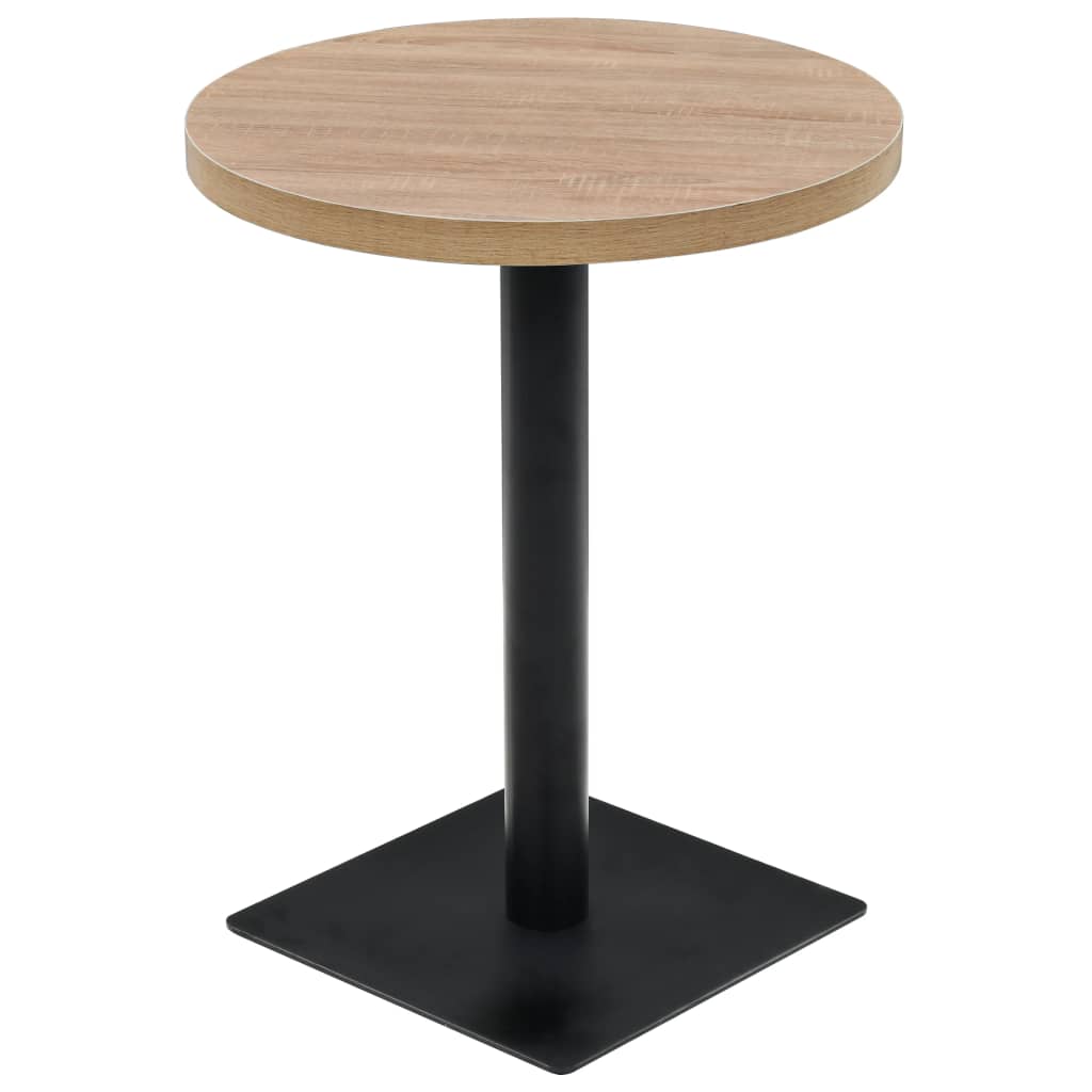 vidaXL Bistro Table MDF and Steel Round 60x75 cm Dark Ash - Bistro Sets from vidaXL