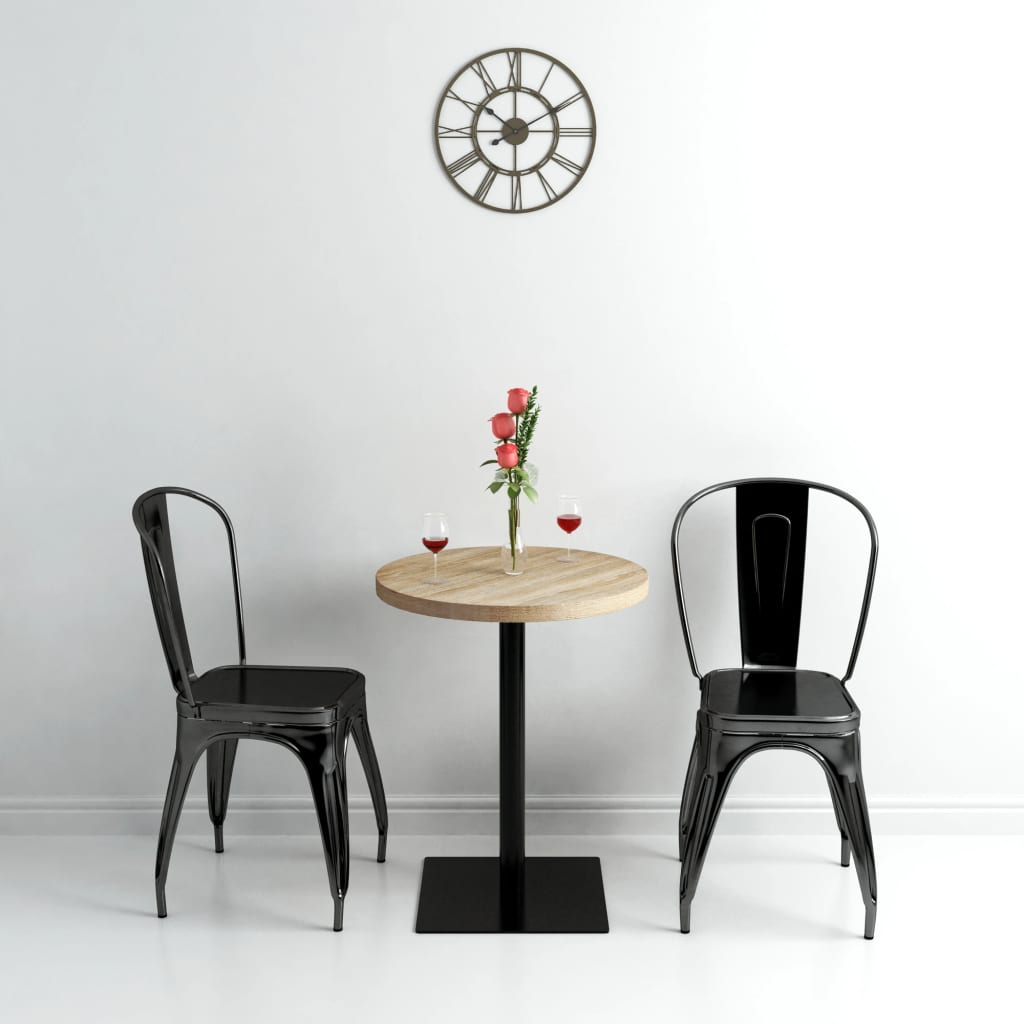 vidaXL Bistro Table MDF and Steel Round 60x75 cm Dark Ash - Bistro Sets from vidaXL
