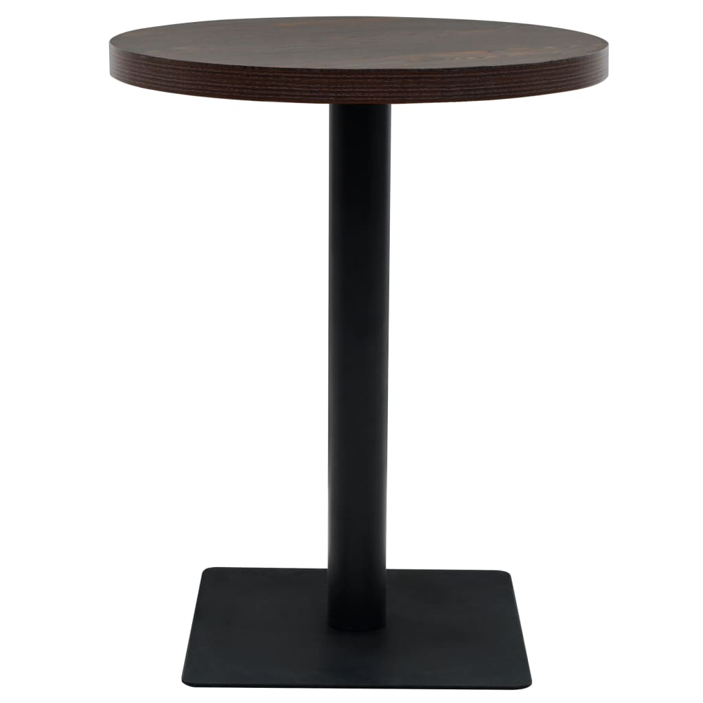 vidaXL Bistro Table MDF and Steel Round 60x75 cm Dark Ash - Bistro Sets from vidaXL