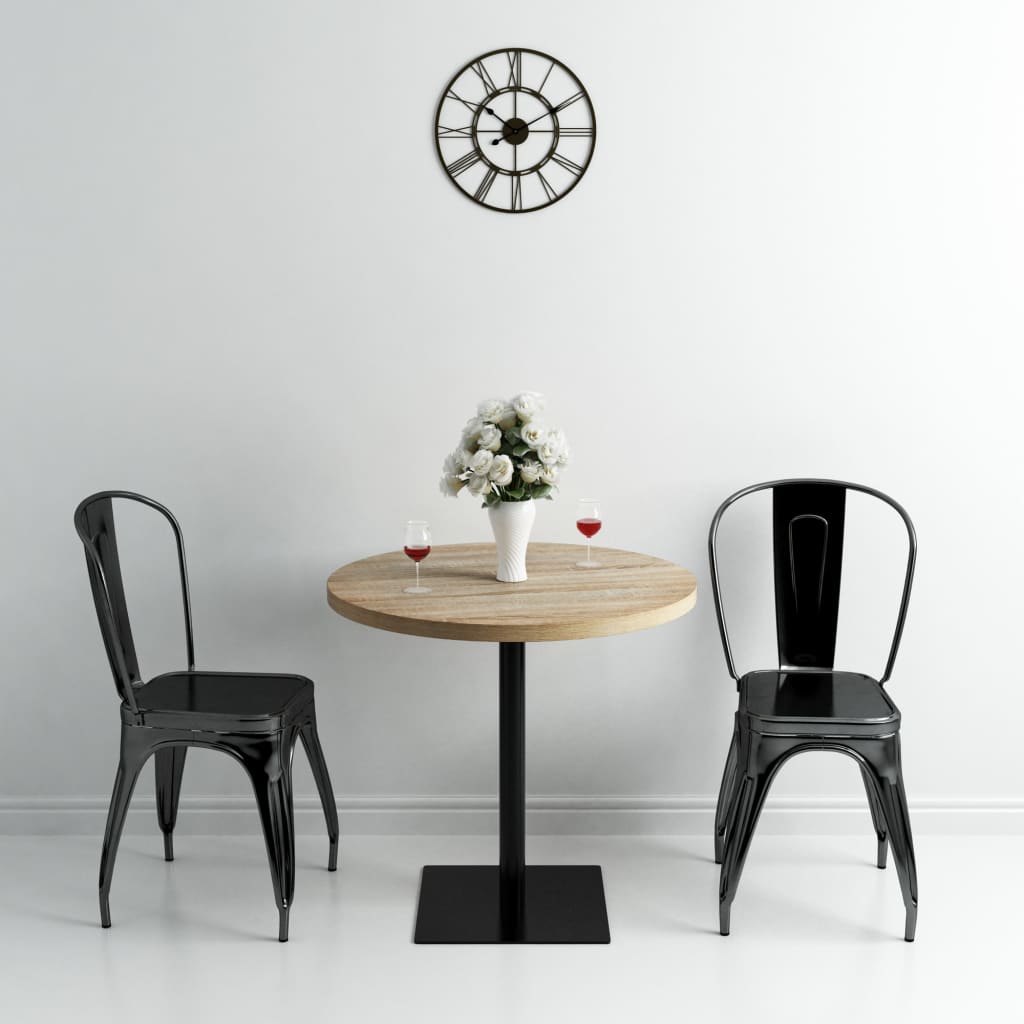 vidaXL Bistro Table MDF and Steel Round 60x75 cm Dark Ash - Bistro Sets from vidaXL