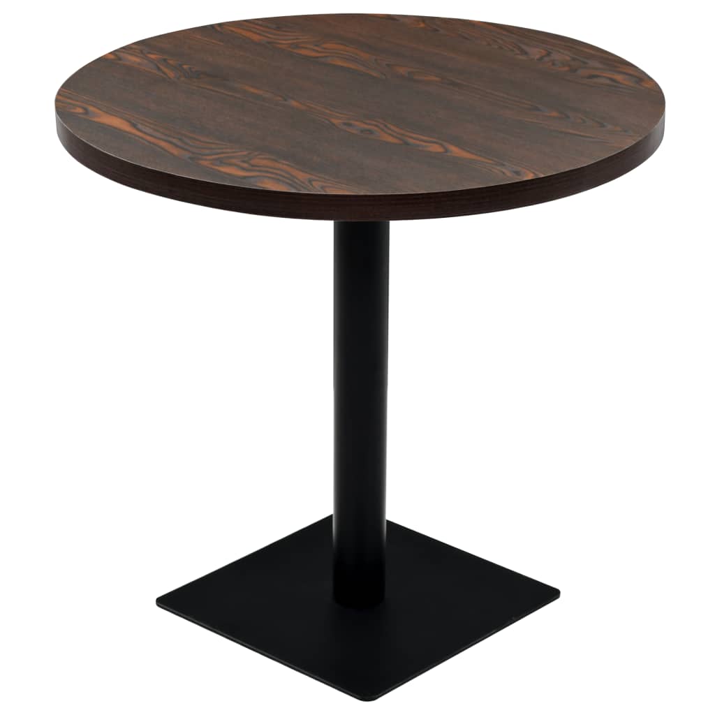 vidaXL Bistro Table MDF and Steel Round 60x75 cm Dark Ash - Bistro Sets from vidaXL