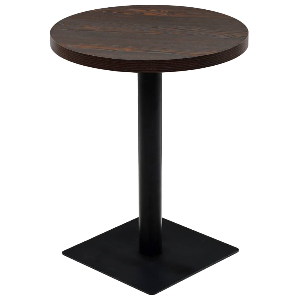 vidaXL Bistro Table MDF and Steel Round 60x75 cm Dark Ash - Bistro Sets from vidaXL