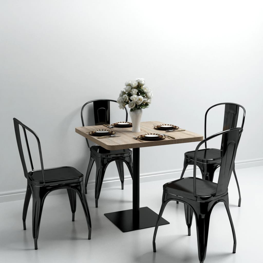 vidaXL Bistro Table MDF and Steel Round 60x75 cm Dark Ash - Bistro Sets from vidaXL