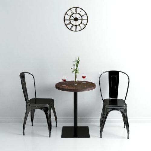 vidaXL Bistro Table MDF and Steel Round 60x75 cm Dark Ash - Bistro Sets from vidaXL
