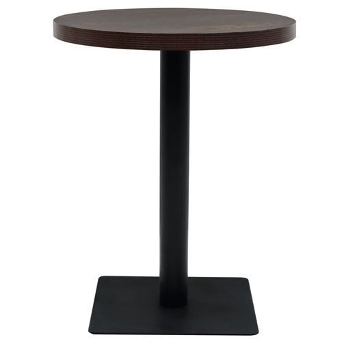 vidaXL Bistro Table MDF and Steel Round 60x75 cm Dark Ash - Bistro Sets from vidaXL