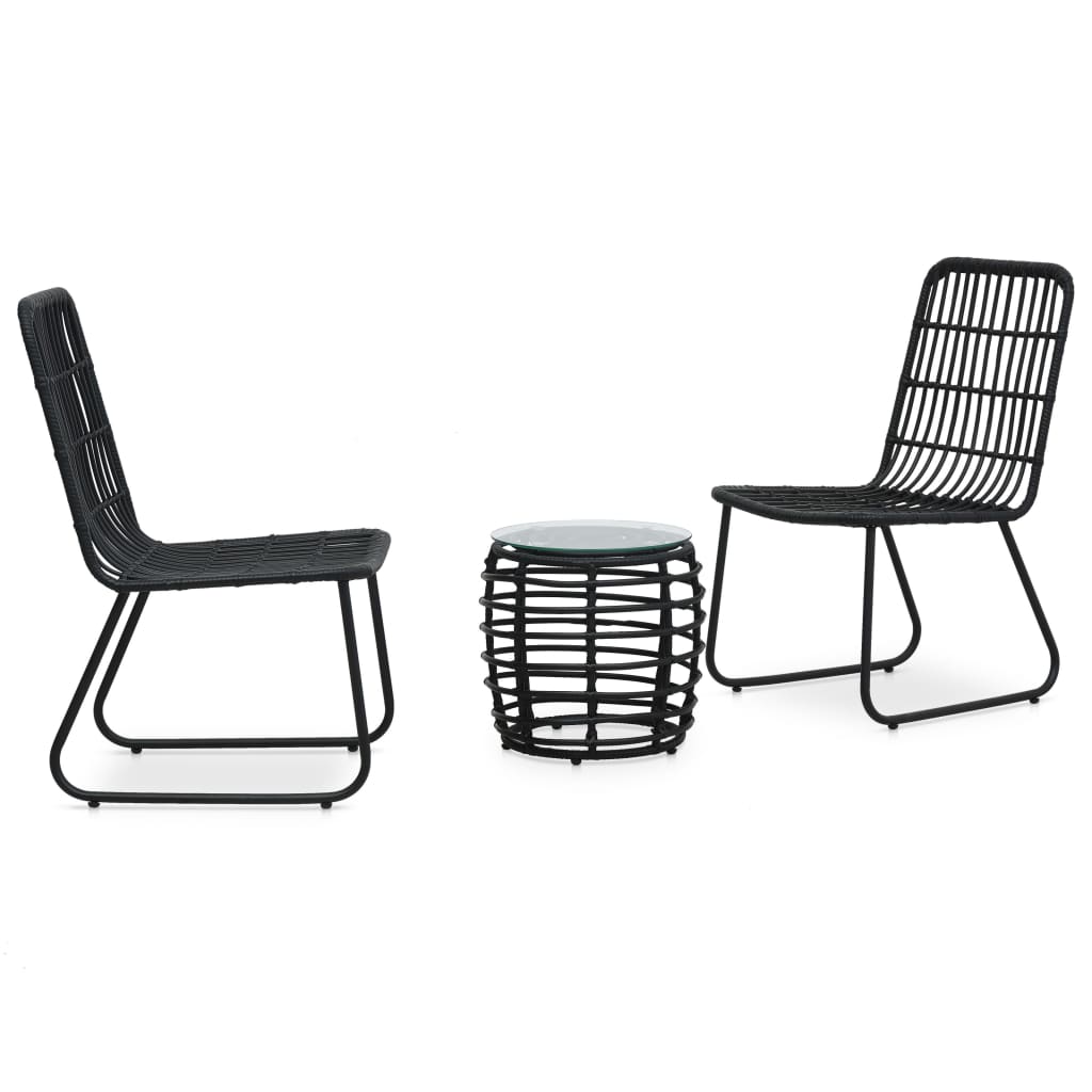 vidaXL 3 Piece Bistro Set Poly Rattan Oak - Bistro Sets from vidaXL