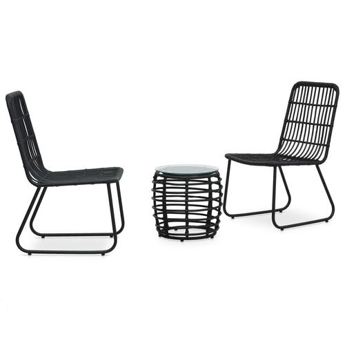 vidaXL 3 Piece Bistro Set Poly Rattan Oak - Bistro Sets from vidaXL