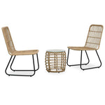 vidaXL 3 Piece Bistro Set Poly Rattan Oak - Bistro Sets from vidaXL