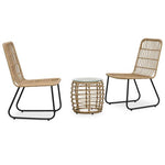 vidaXL 3 Piece Bistro Set Poly Rattan Oak - Bistro Sets from vidaXL