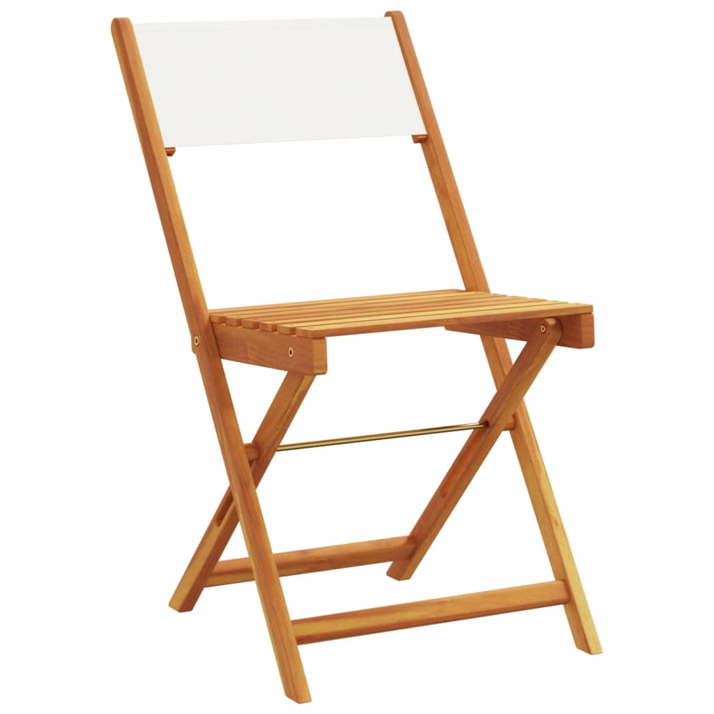 vidaXL Bistro Chairs 2 pcs Cream White Solid Wood Acacia and Fabric - Bistro Sets from vidaXL