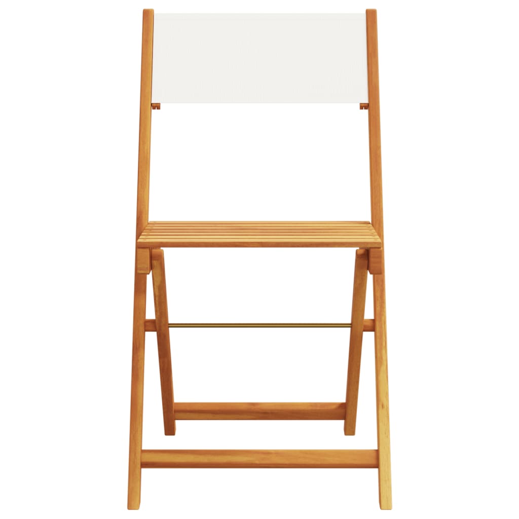 vidaXL Bistro Chairs 2 pcs Cream White Solid Wood Acacia and Fabric - Bistro Sets from vidaXL