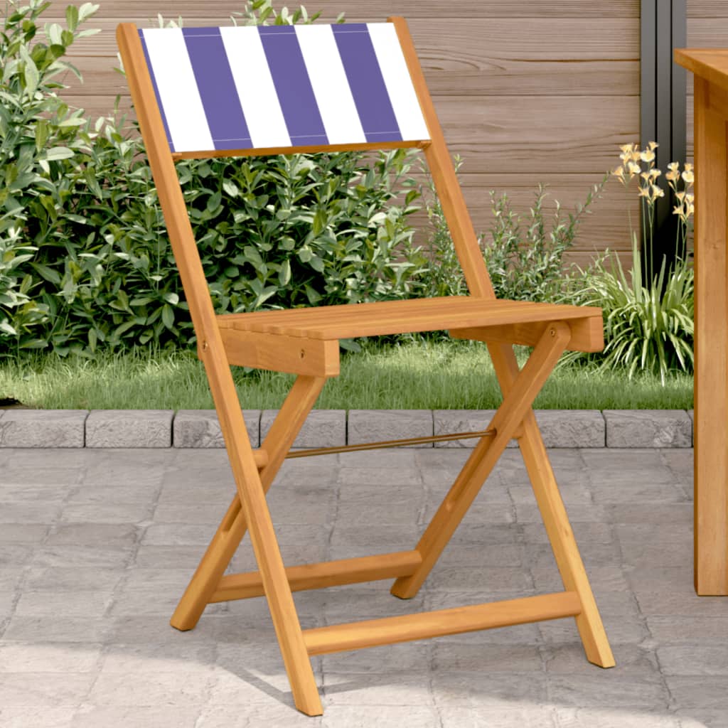 vidaXL Bistro Chairs 2 pcs Cream White Solid Wood Acacia and Fabric - Bistro Sets from vidaXL