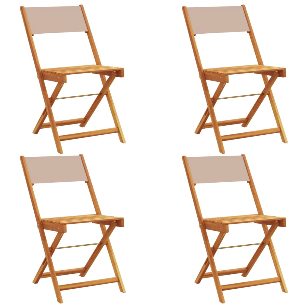 vidaXL Bistro Chairs 2 pcs Cream White Solid Wood Acacia and Fabric - Bistro Sets from vidaXL