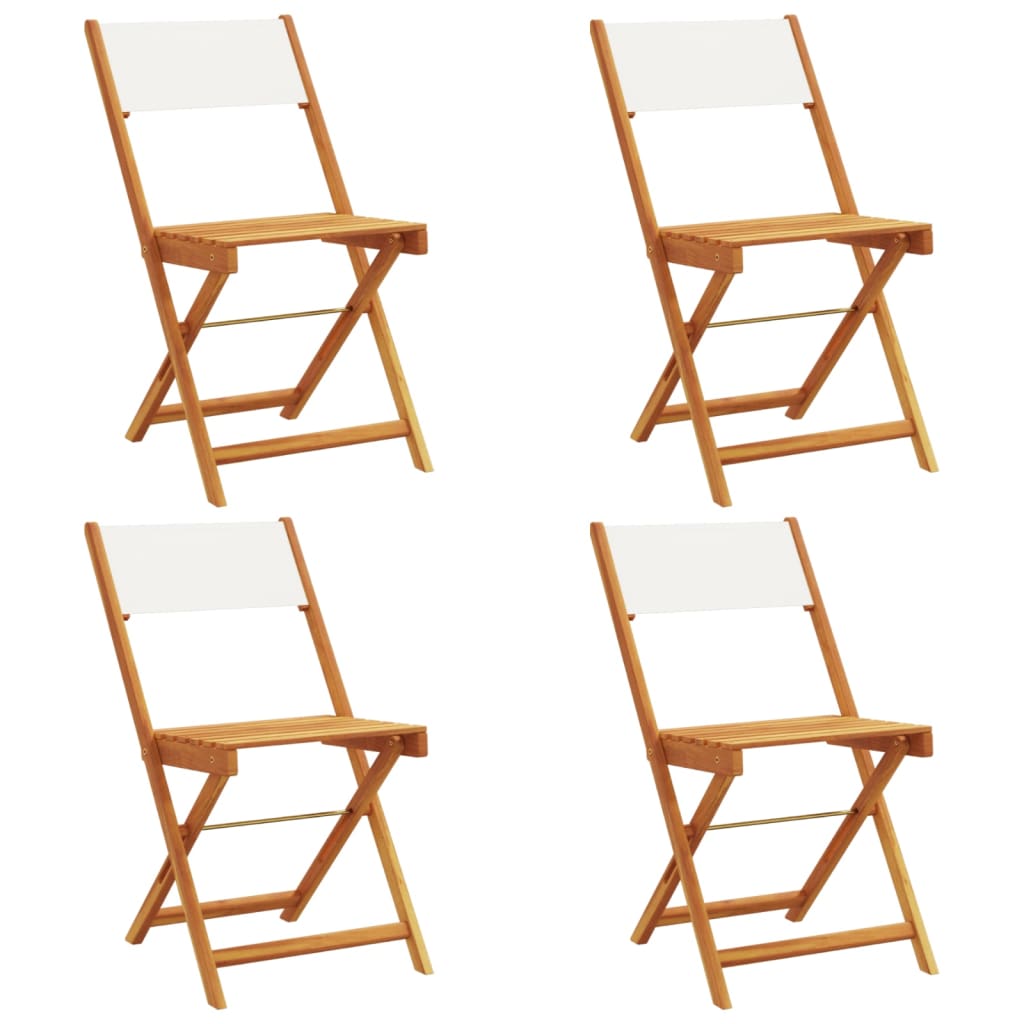 vidaXL Bistro Chairs 2 pcs Cream White Solid Wood Acacia and Fabric - Bistro Sets from vidaXL