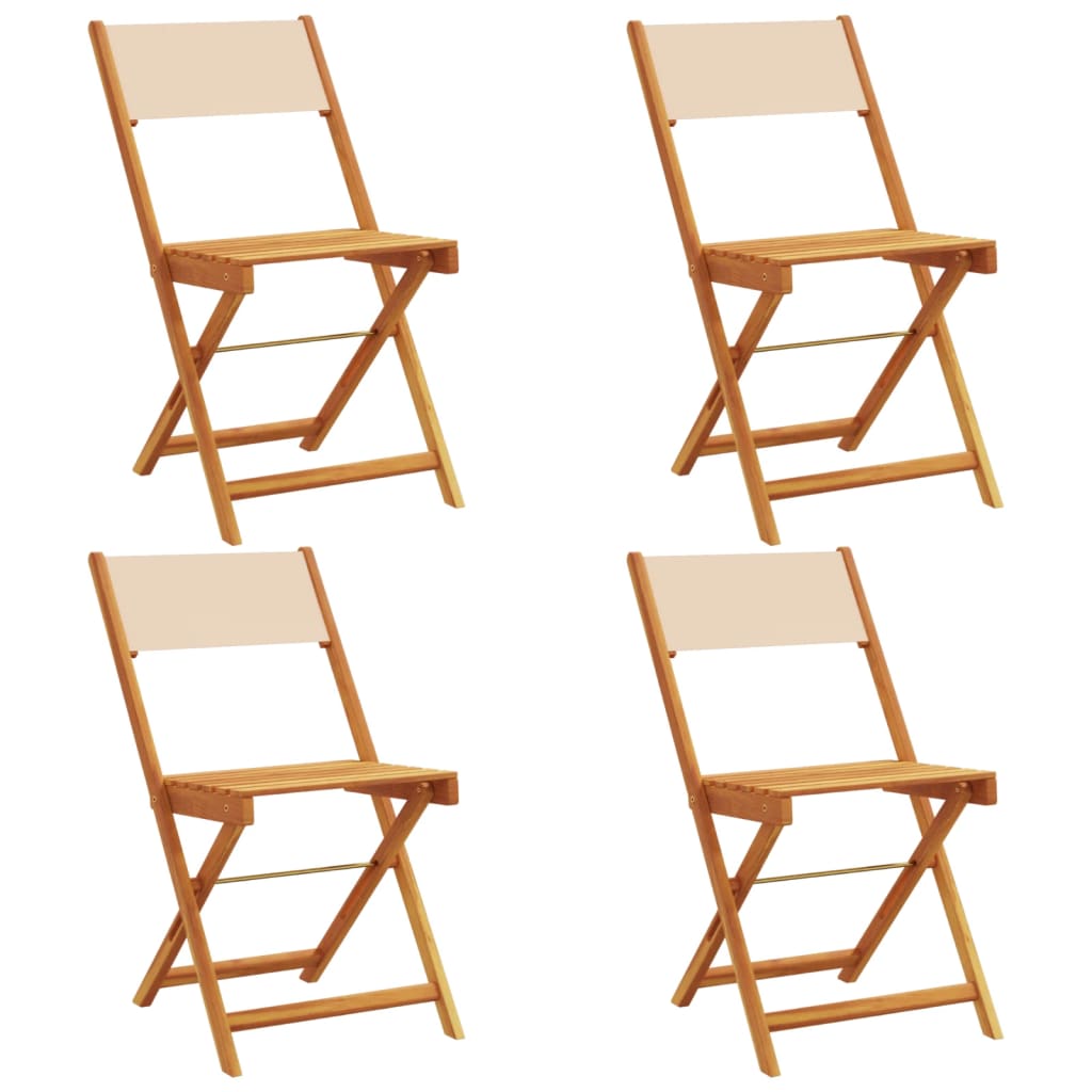 vidaXL Bistro Chairs 2 pcs Cream White Solid Wood Acacia and Fabric - Bistro Sets from vidaXL