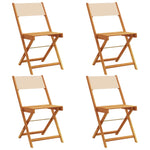vidaXL Bistro Chairs 2 pcs Cream White Solid Wood Acacia and Fabric - Bistro Sets from vidaXL