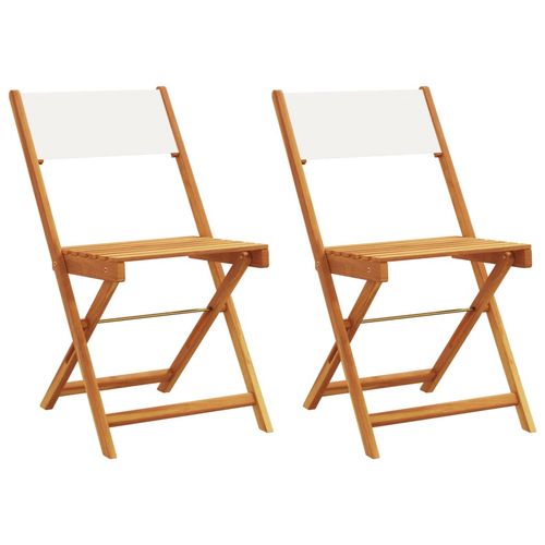 vidaXL Bistro Chairs 2 pcs Cream White Solid Wood Acacia and Fabric - Bistro Sets from vidaXL