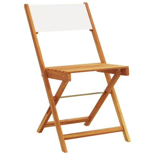 vidaXL Bistro Chairs 2 pcs Cream White Solid Wood Acacia and Fabric - Bistro Sets from vidaXL
