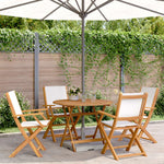 vidaXL 3 Piece Bistro Set Cream White Fabric and Solid Wood - Bistro Sets from vidaXL