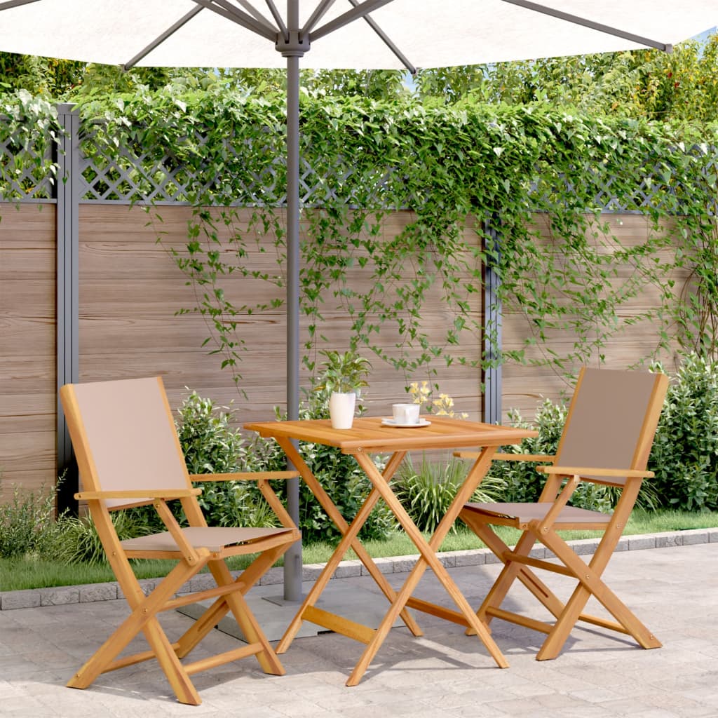 vidaXL 3 Piece Bistro Set Cream White Fabric and Solid Wood - Bistro Sets from vidaXL