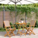 vidaXL 3 Piece Bistro Set Cream White Fabric and Solid Wood - Bistro Sets from vidaXL