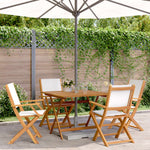 vidaXL 3 Piece Bistro Set Cream White Fabric and Solid Wood - Bistro Sets from vidaXL