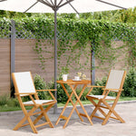 vidaXL 3 Piece Bistro Set Cream White Fabric and Solid Wood - Bistro Sets from vidaXL